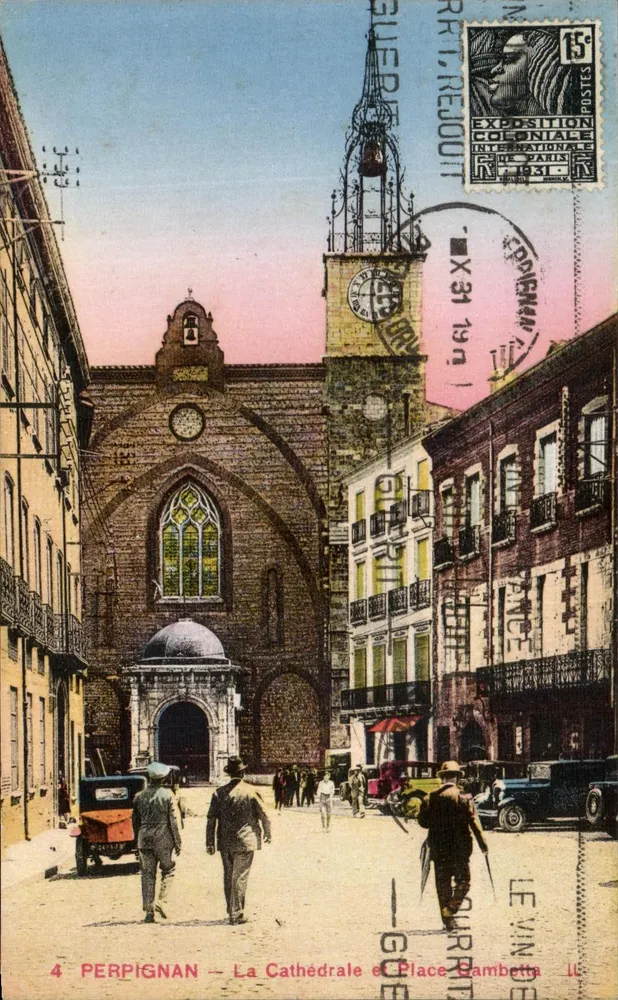Perpignan — La Cattedrale e Piazza Gambetta — editore Lévy & Neurdein, n°4 - Recto