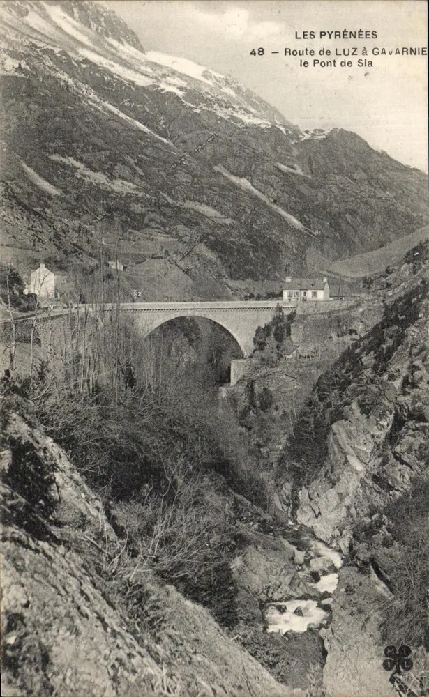 Die Pyrenäen — Route von Luz nach Gavarnie, die Brücke von Sia — unbekannter Verleger, Nr. 48 - Vorderseite