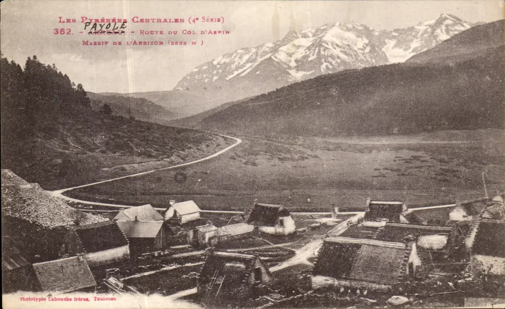 Zentrale Pyrenäen (4. Serie) — Route des Col d'Aspin — Massiv von Arbizon (2832 m) — Phototypie Labouche Frères, Toulouse - Vorderseite