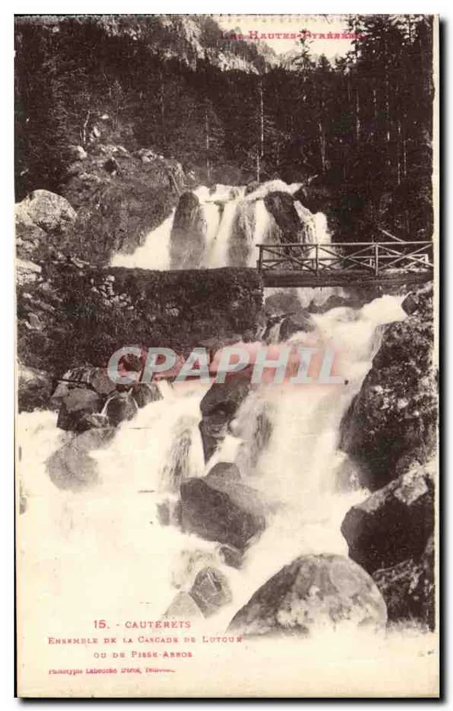 Cauterets — Conjunto da cascata de Lutour ou de Pibèr-Arros — editor Labouche d'Orne, n°15 - Frente