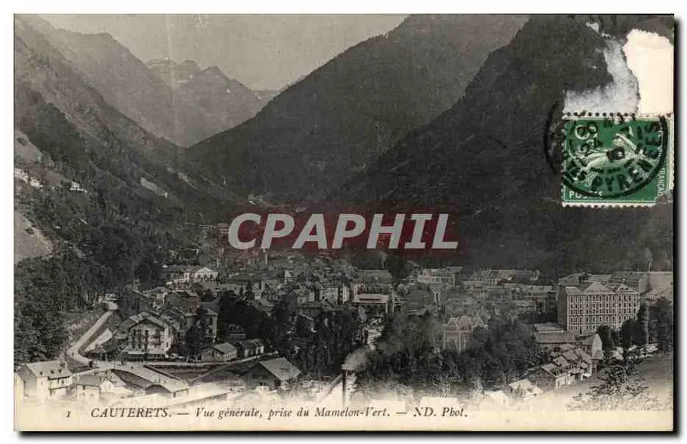 Cauterets — Vista geral, capturada do Mamelon-Vert — ND. Pbol. - Frente