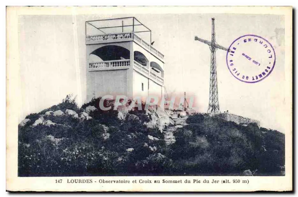 Lourdes - Observatório e Cruz no Cume do Pic du Jer (alt. 950 m) - Edição do Pic du Jer - Frente