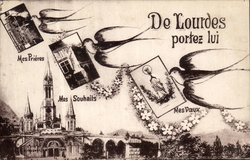 Lourdes — Religöses Neujahrskartenset mit Gebetsvögeln — Verlag Birmygœt, n°65 - Vorderseite