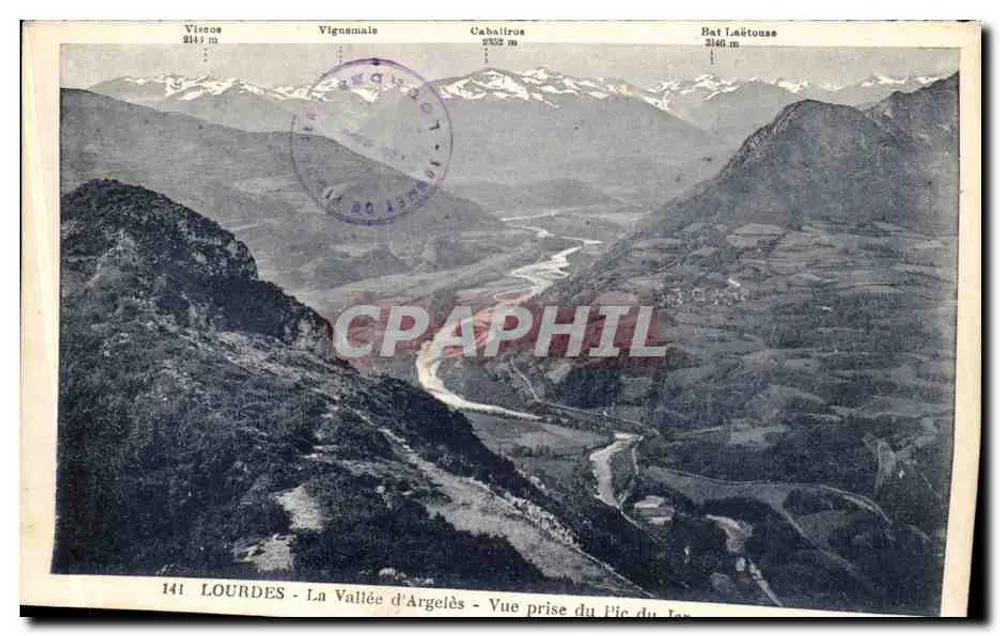 Lourdes - La Vallée d'Argelès - Vue prise du Pic du Jer - Recto