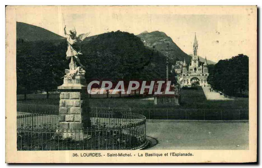 Lourdes - Saint-Michel - Die Basilika und die Esplanade — Graphphil, n°36 - Vorderseite