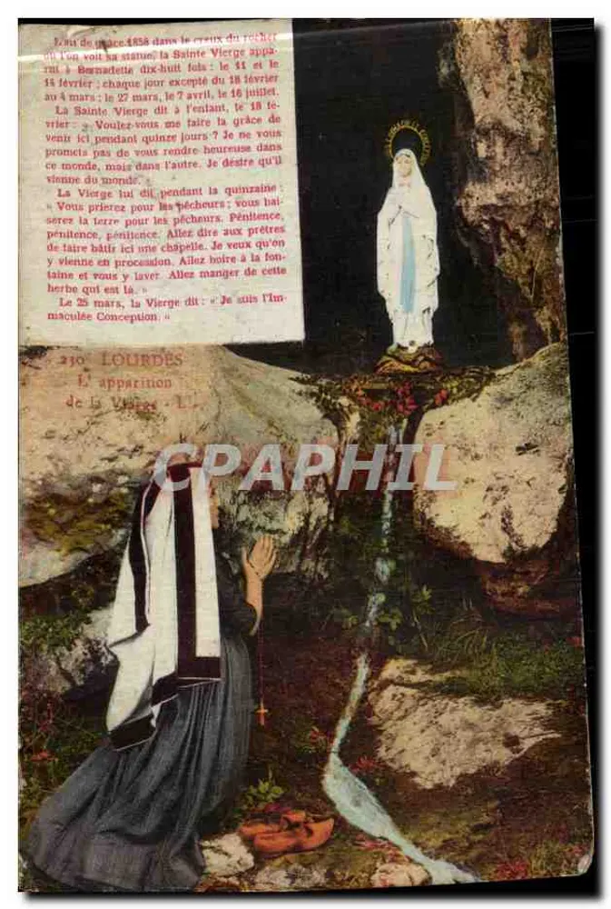 Lourdes — L'apparition de la Vierge — Éditeur Lourdes, n° 230 - Frente