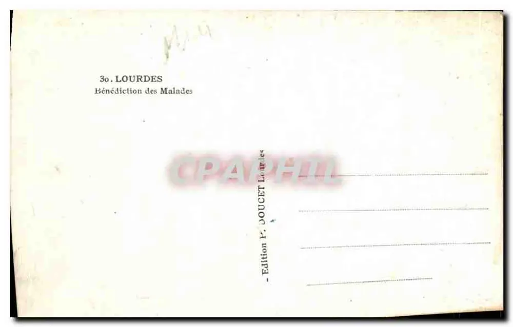 Bênção dos doentes em Lourdes — Edição Fr. DOUCET - Verso
