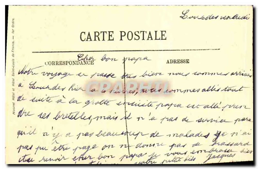 Lourdes — Ansicht der Grottenplatte und des Kanals - Rückseite
