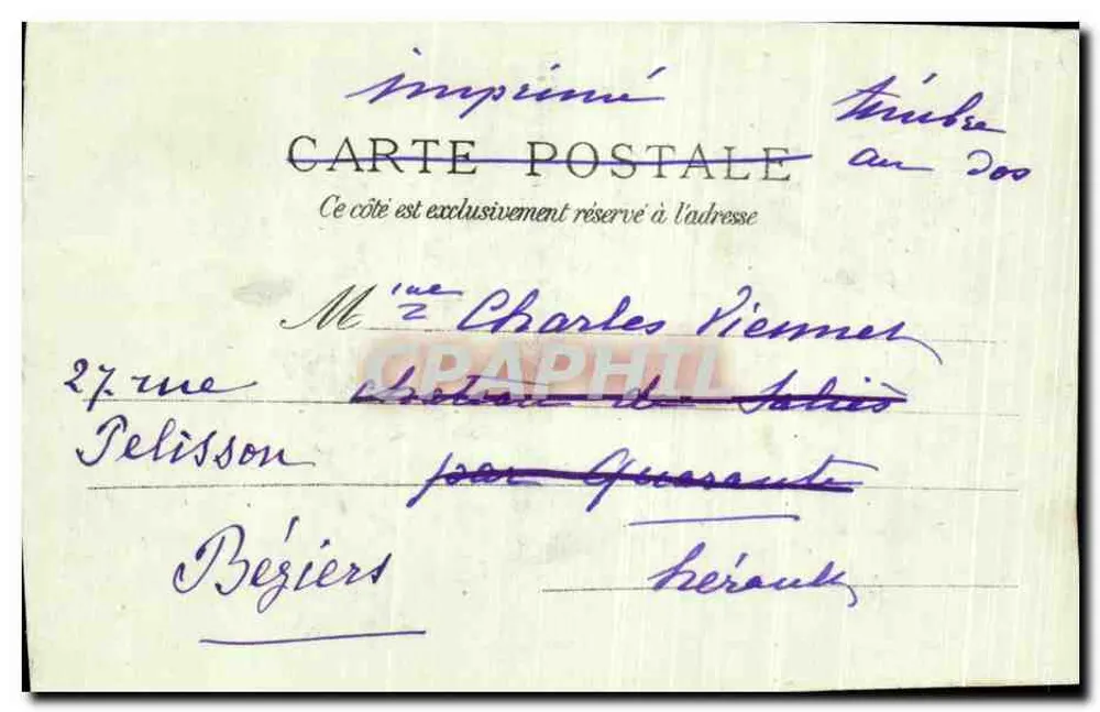 LOURDES - O Castelo e o Gave — B. T. Éditeur, N° 194 - Verso