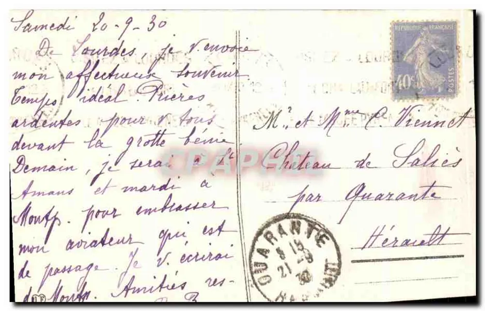 Lourdes — Vogelperspektive auf die Basilika und den Weg des Leidens — Les Hautes-Pyrénées, n° 960 - Rückseite