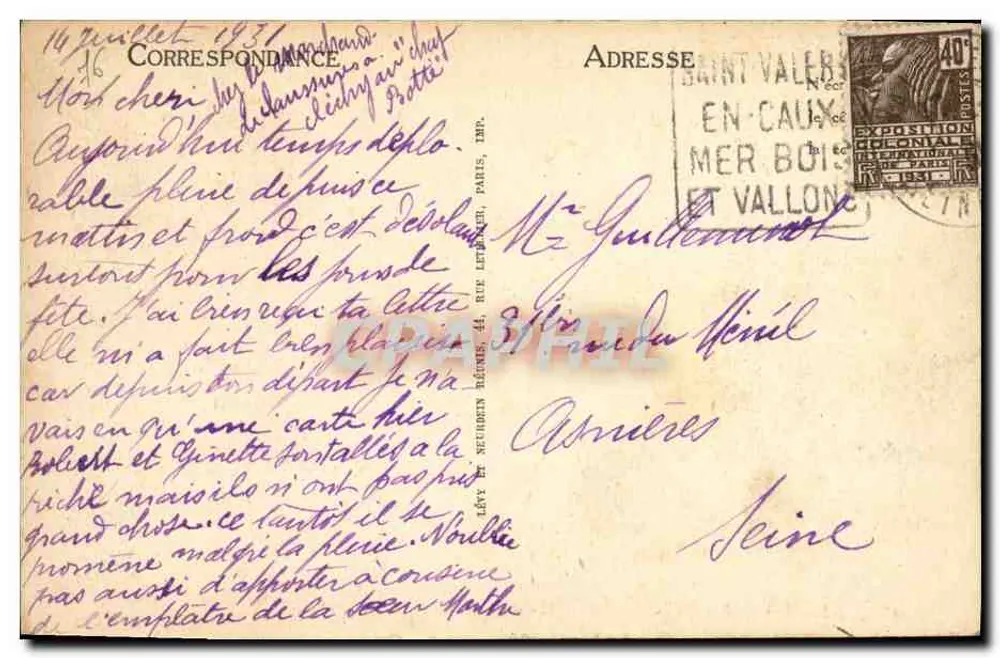 Saint-Valery-en-Caux — Le Cloître — éditeur LL, n° 465 - Verso