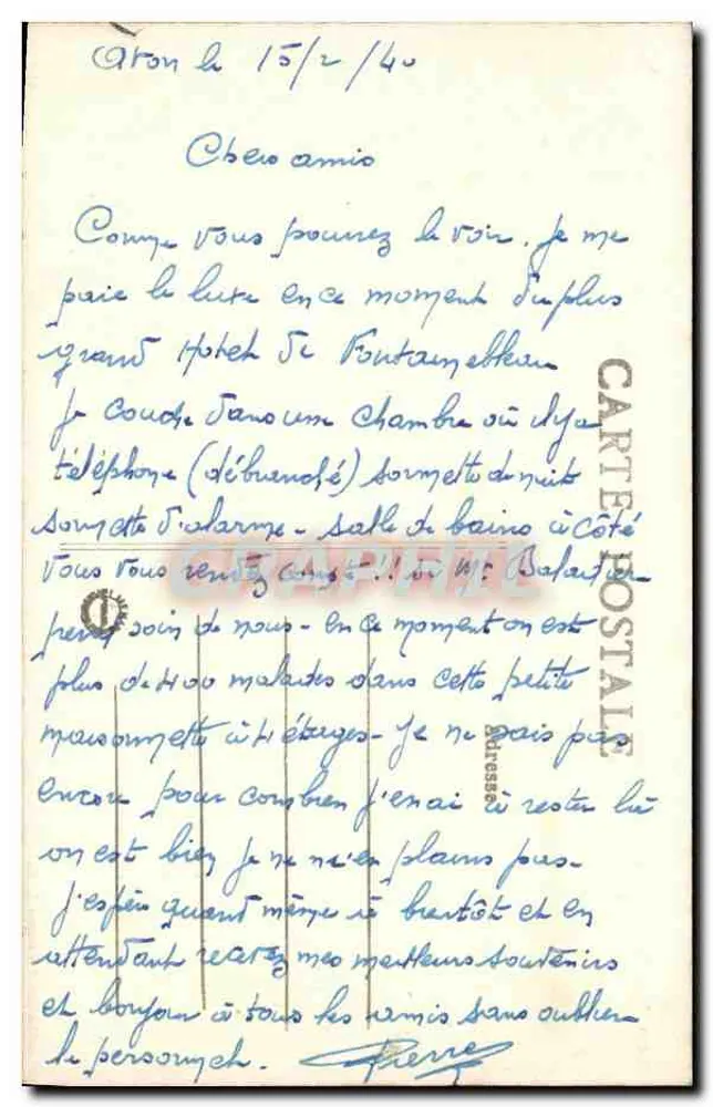 Fontainebleau — Hotel Savoy — Coleção Artística L. M. - Verso