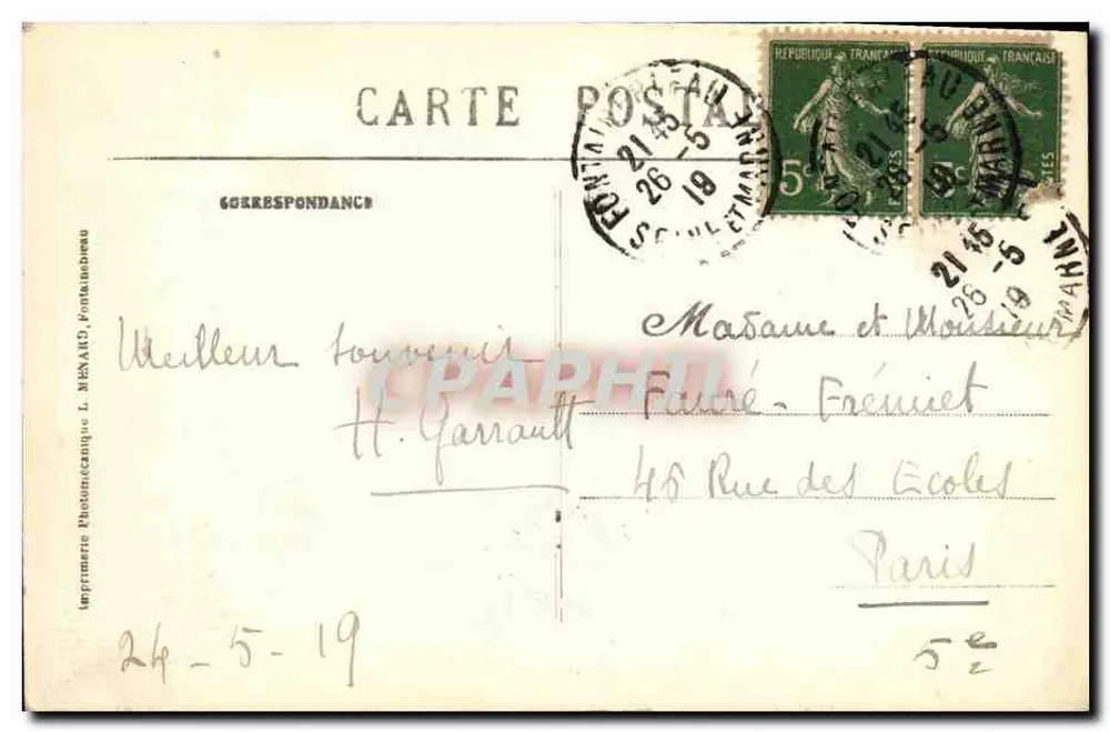 Wald von Fontainebleau — Gorges d'Apremont, Défilé des Mastodontes — Künstlerische Sammlung L. Meynard, n°142 - Rückseite