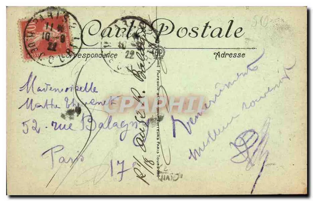 Versailles — O Castelo, Salão de Diane — A.P. n°9 - Verso