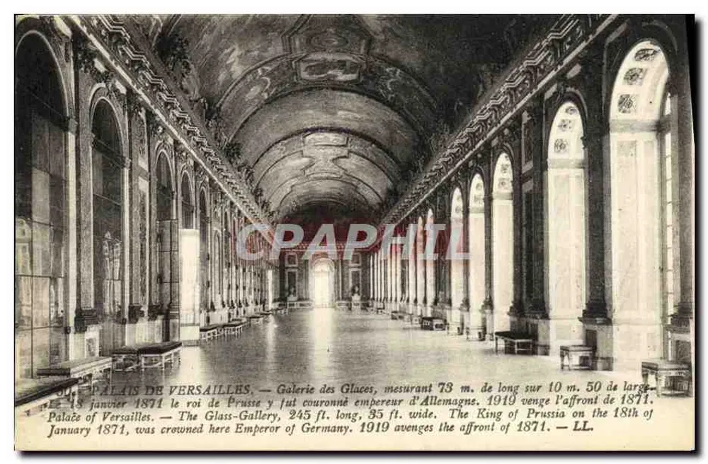Palácio de Versalhes — Galeria dos Espelhos — Evento Histórico 1871 - Frente