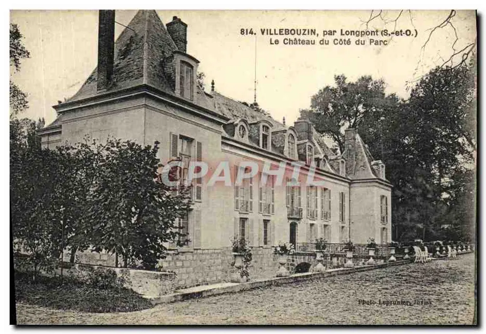 Villebouzin, in der Nähe von Longpont (S.-et-O.) — Schloss auf der Seite des Parks — Foto Leprounfort, 1905 - Vorderseite
