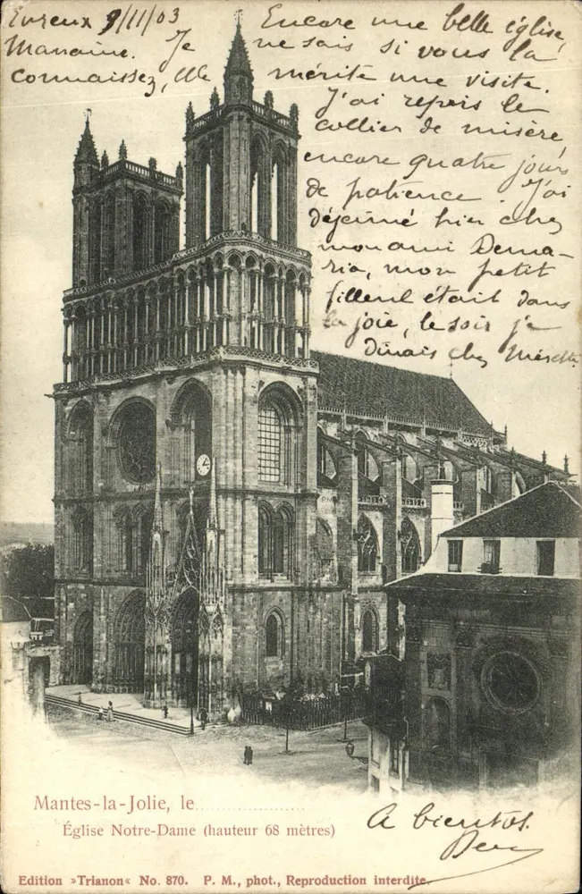 Mantes-la-Jolie — Kirche Notre-Dame (Höhe 68 Meter) — Edition Trianon, Nr. 870 - Vorderseite