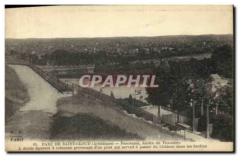 Parque de Saint-Cloud (Artístico) — Panorama, Jardim do Trocadéro — F. F. Paris - Frente