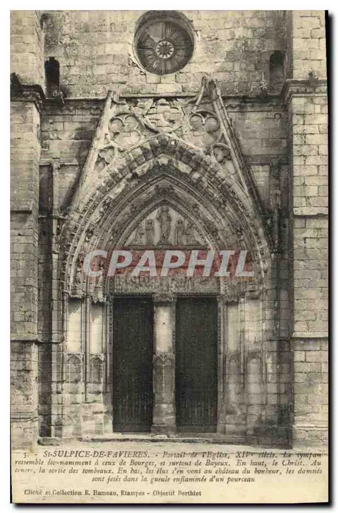 St-Sulpice-de-Favières — Portal der Kirche, 14. Jahrhundert — Cliché und Sammlung E. Rameau, Objektiv Northot - Vorderseite