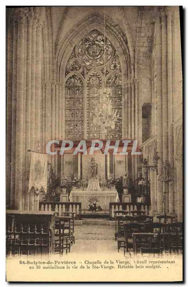St-Sulpice-de-Favières — Kapelle der Jungfrau, Glasfenster und Altar - Vorderseite