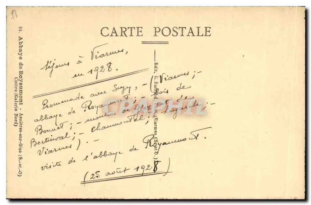 Abtei Royaumont — Ansicht des Kreuzgangs — Edition Viarmes - Rückseite