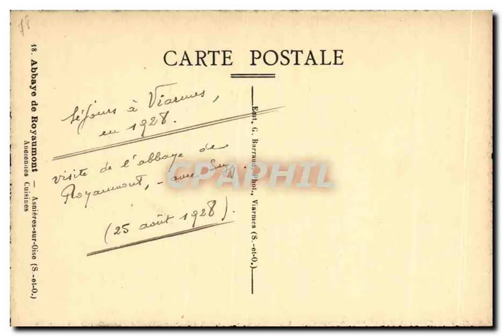 Abtei Royaumont — Besuch der Abtei — Verlag G. Barrault, Viarmes - Rückseite