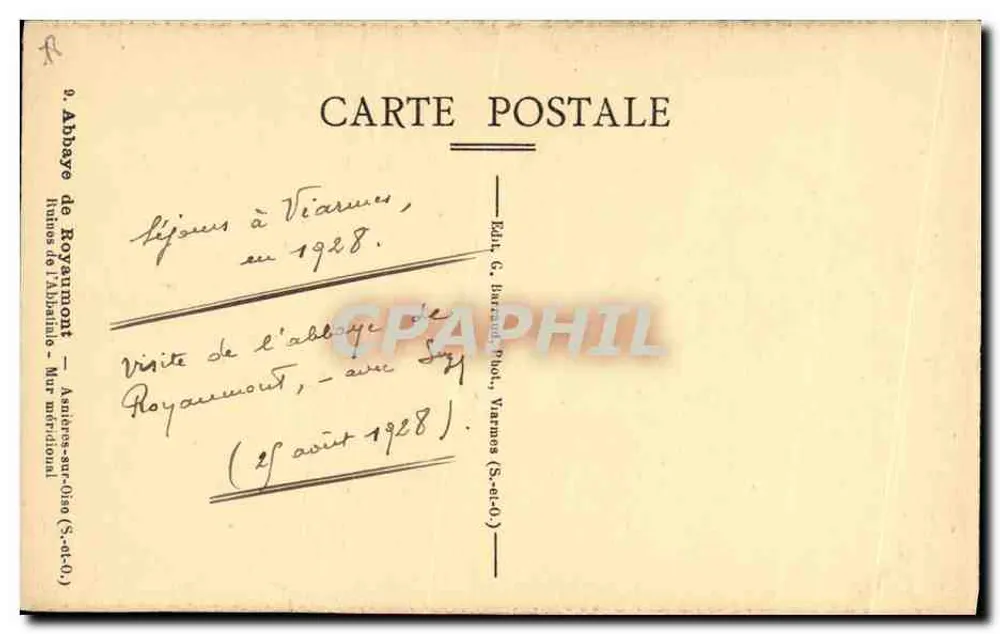 Abtei Royaumont — Gotische Ruinen — Anonymer Verleger, Nr. 8 - Rückseite