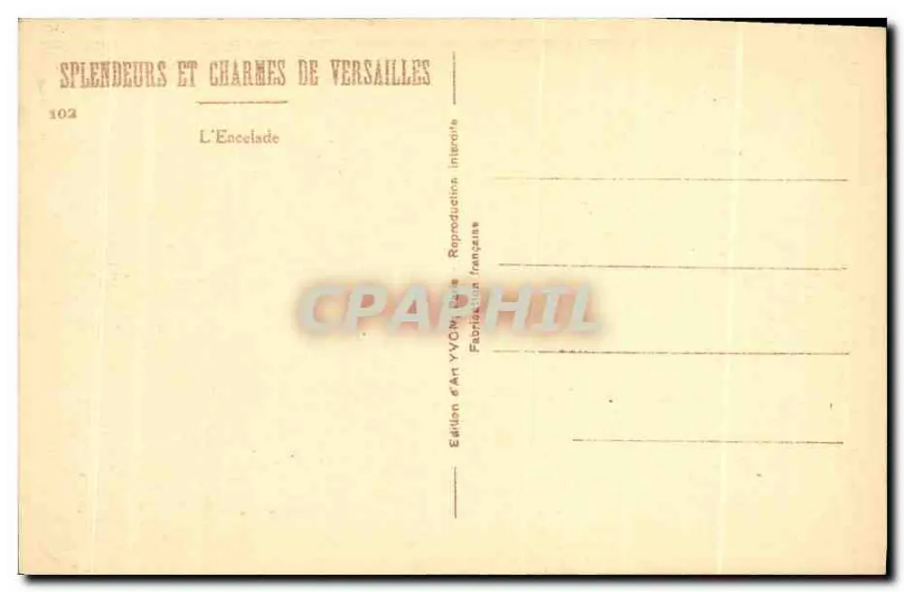 Fonte em Versailles — L'Encelade — Edição de Arte YVON, n°102 - Verso