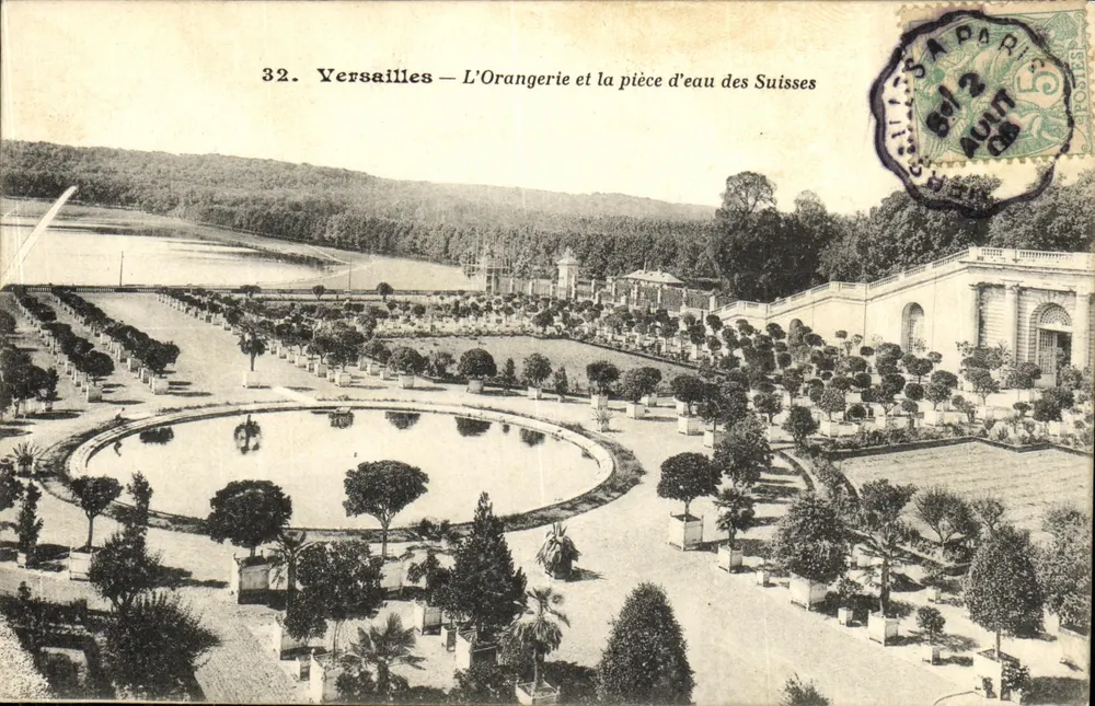 Versailles — Die Orangerie und das Wasserbecken der Suisses — unbekannter Verlag, Nr. 32 - Vorderseite