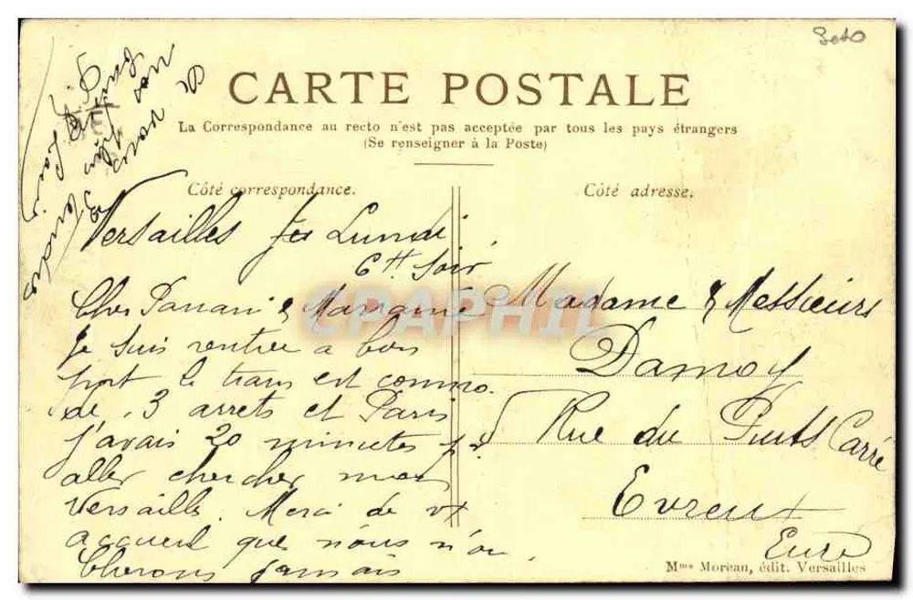 Versalhes — O Grande Trianon — Mme Moreau, edição Versalhes - Verso