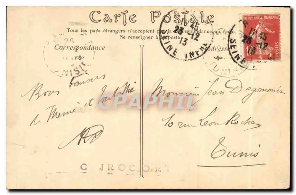 Rouen — Fontäne und Gedenkstatue der Jeanne d'Arc, Place de la Pavelette — Verlag: C. Jrocort - Rückseite