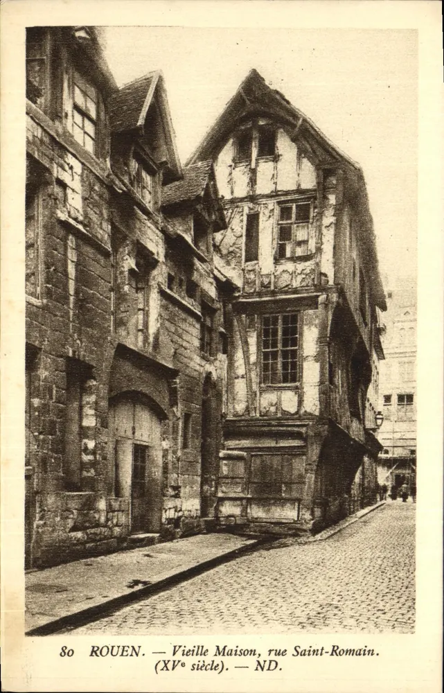 Rouen — Altes Haus, Straße Saint-Romain — ND. - Vorderseite