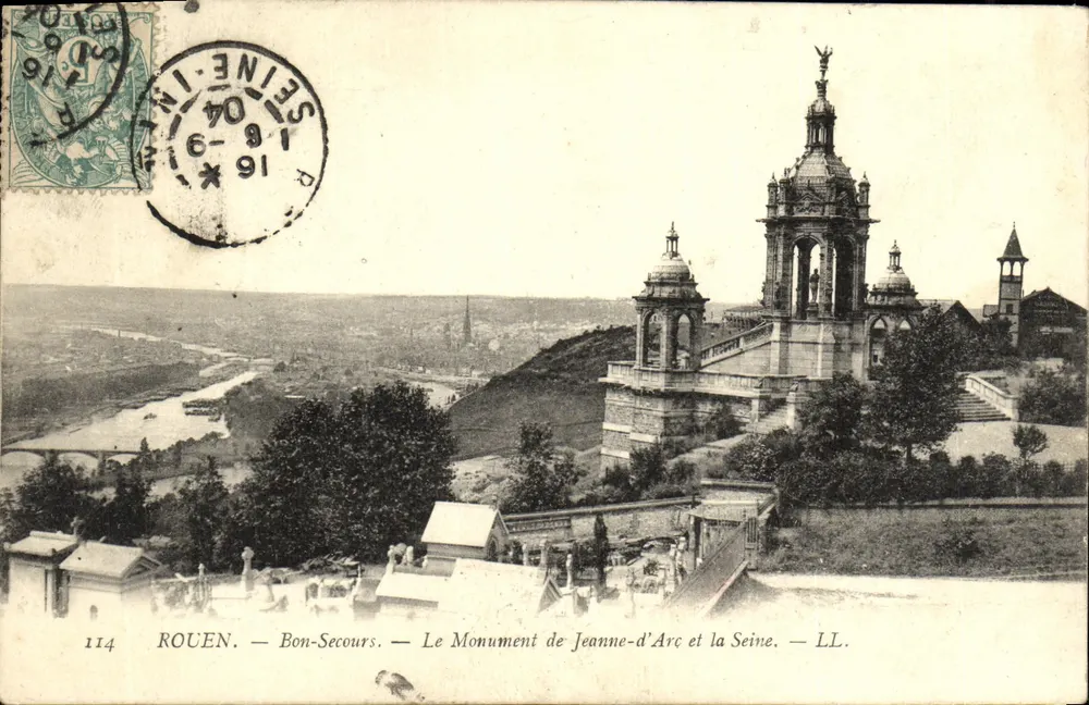 Rouen — Bon-Secours — Das Denkmal von Jeanne-d'Arc und die Seine — LL. - Vorderseite