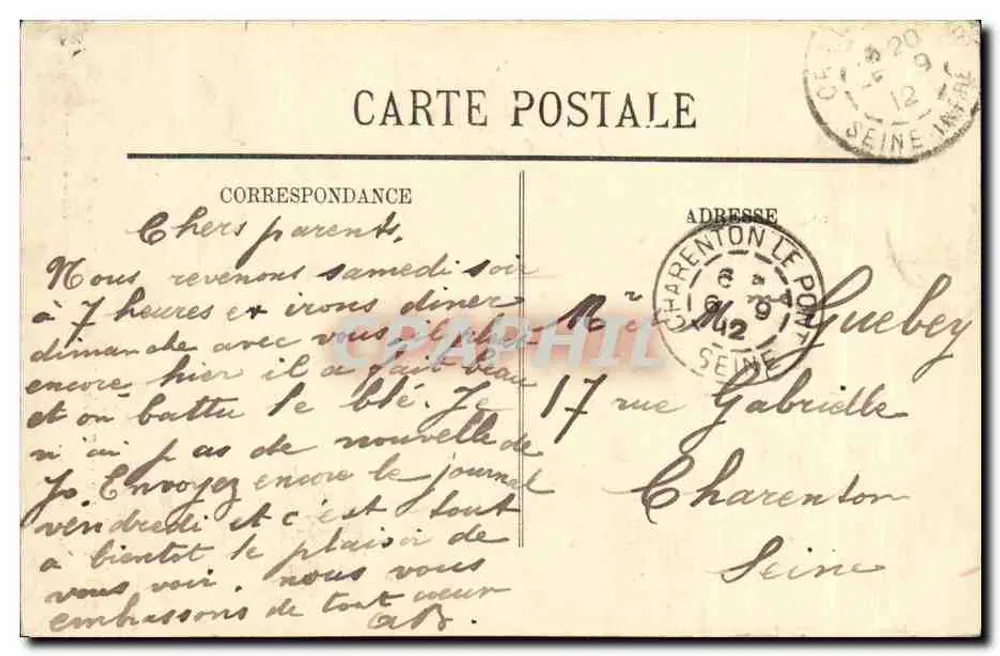 Criel-sur-Mer (Seine Inférieure) — Dorf Mesnil-à-Caux. Seilabstieg — Sammlung Philippin in Criel-sur-Mer. - Rückseite
