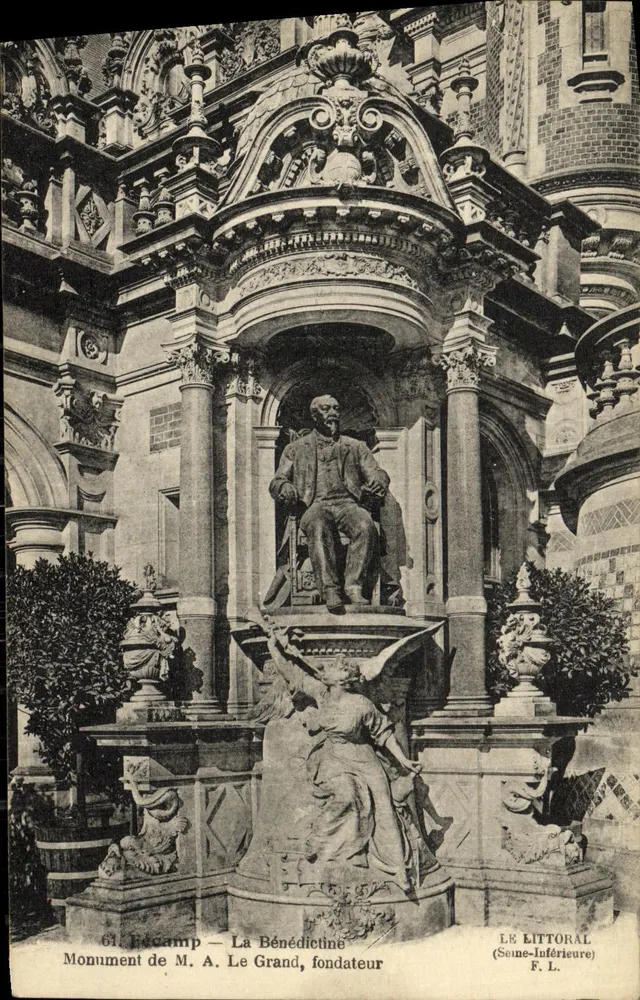 Lécamp — Denkmal für M. A. Le Grand, Gründer — La Bénédictine — Verlag F. L. (Seine-Inférieure) - Vorderseite