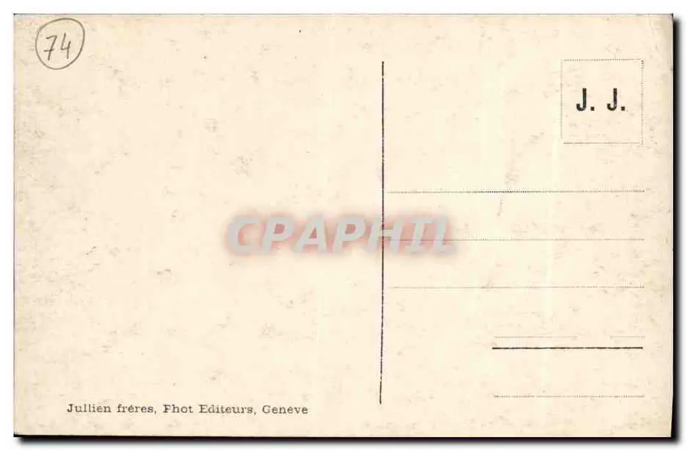 Igreja de Argentière e o Mont-Blanc — J.J. 2995 — Jullien frères, Phot Editeurs, Genebra - Verso