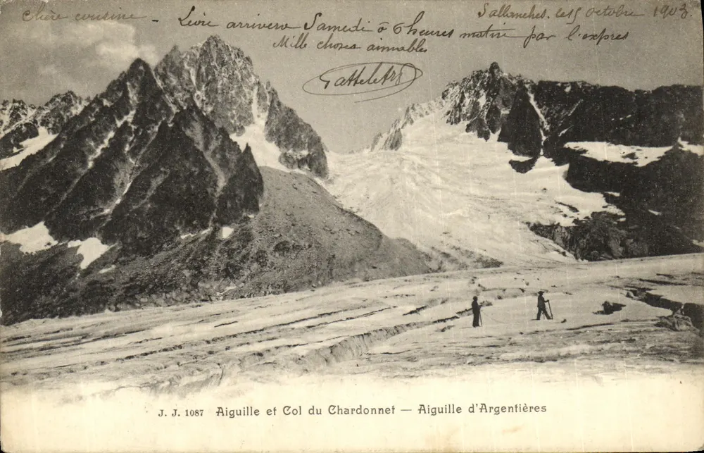 Aiguille und Col du Chardonnet — Aiguille d'Argentières — J.J. 1087 - Vorderseite