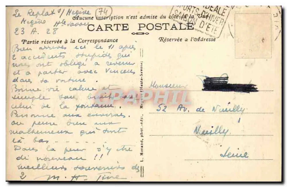 Megève - Chalet de la Vieille und Mont-Blanc — L. Morandi (Haute-Savoie) n°62 - Rückseite