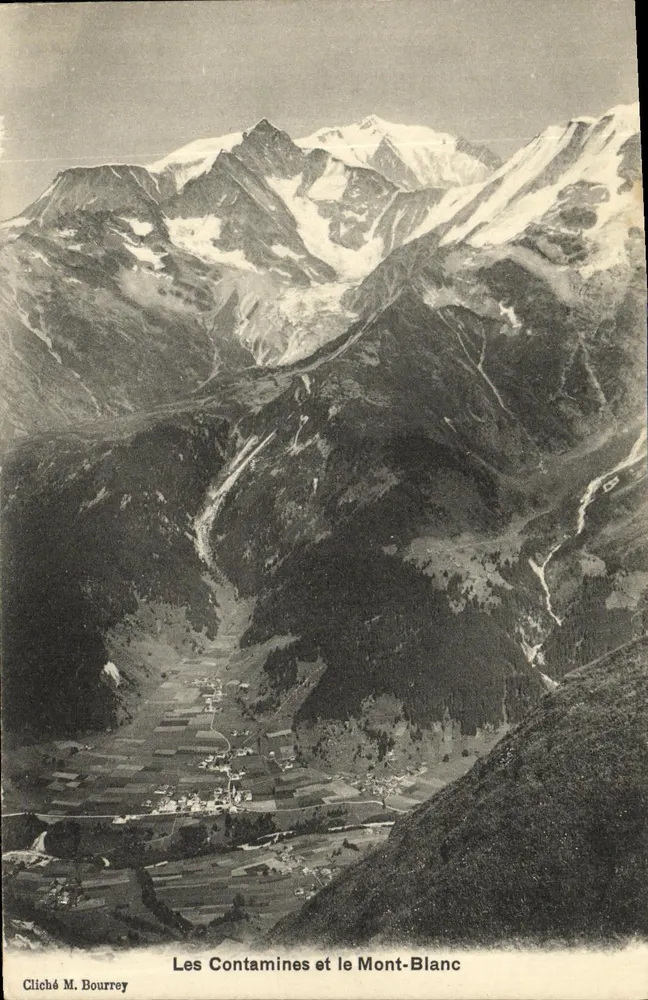 Les Contamines e o Mont-Blanc — cliché M. Bourrey - Frente