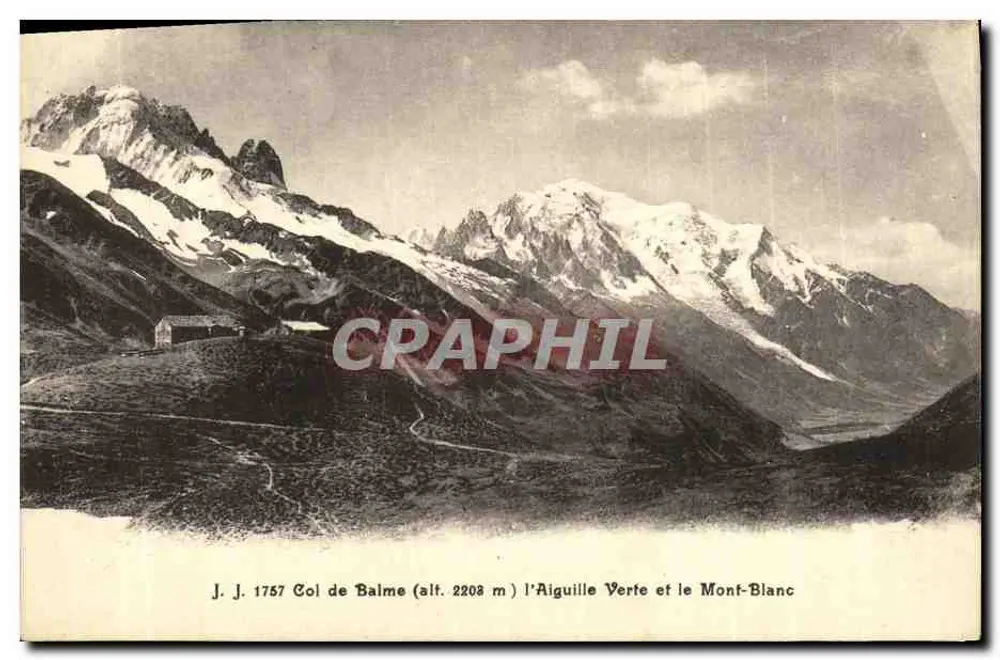 Col de Balme (Höhe 2203 m) — Die Grüne Nadel und der Mont-Blanc — Jullien frères, Genf, Nr. 1757 - Vorderseite