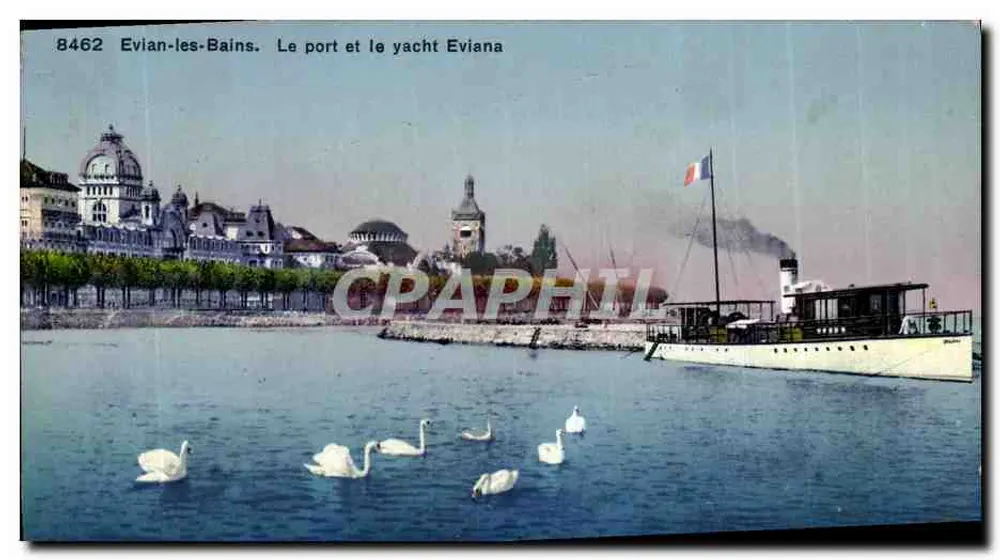 Evian-les-Bains — Ansicht des Hafens und des Yachts Eviana — Phototypie Co, Neuchâtel - Vorderseite