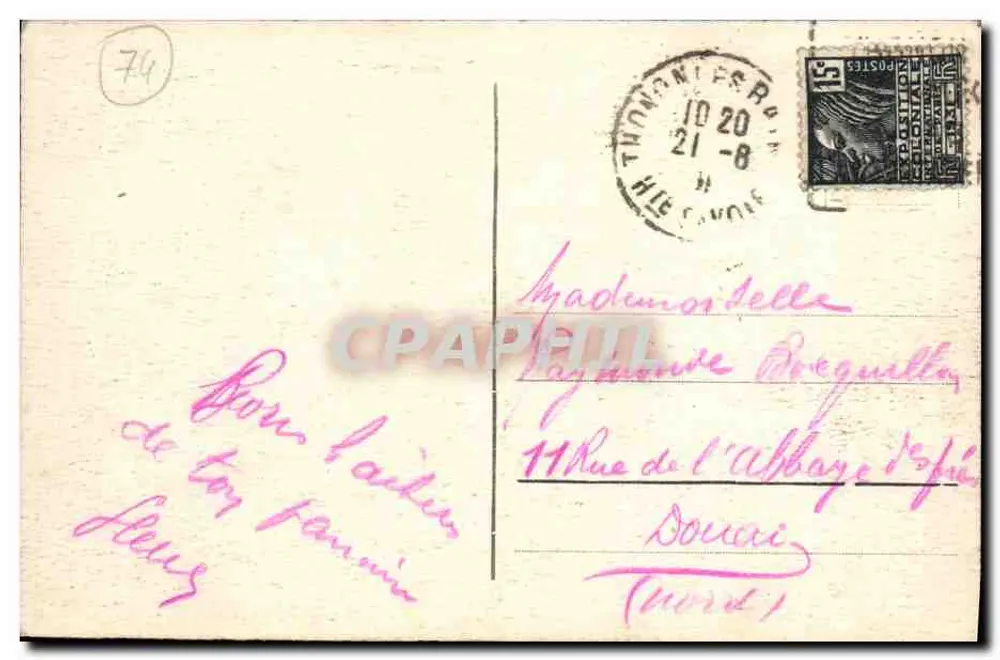 Thonon-les-Bains — Panorama von Thonon aus den Allinges gesehen — A.P. 88 - Rückseite