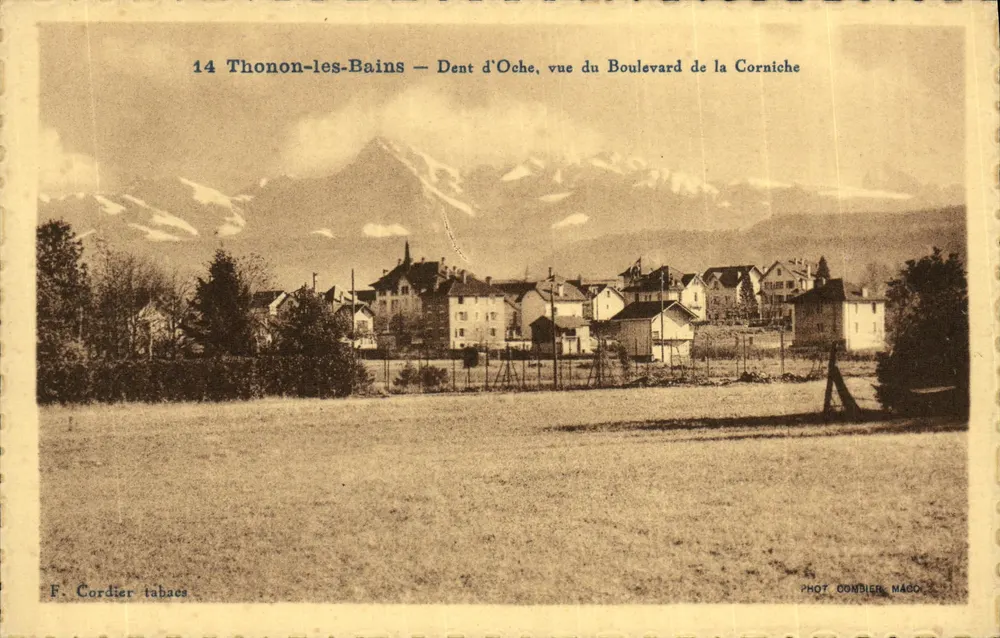 Thonon-les-Bains — Dent d'Oche, Aussicht vom Boulevard de la Corniche — F. Cordier tabacs, phot. Combier, Mago - Vorderseite