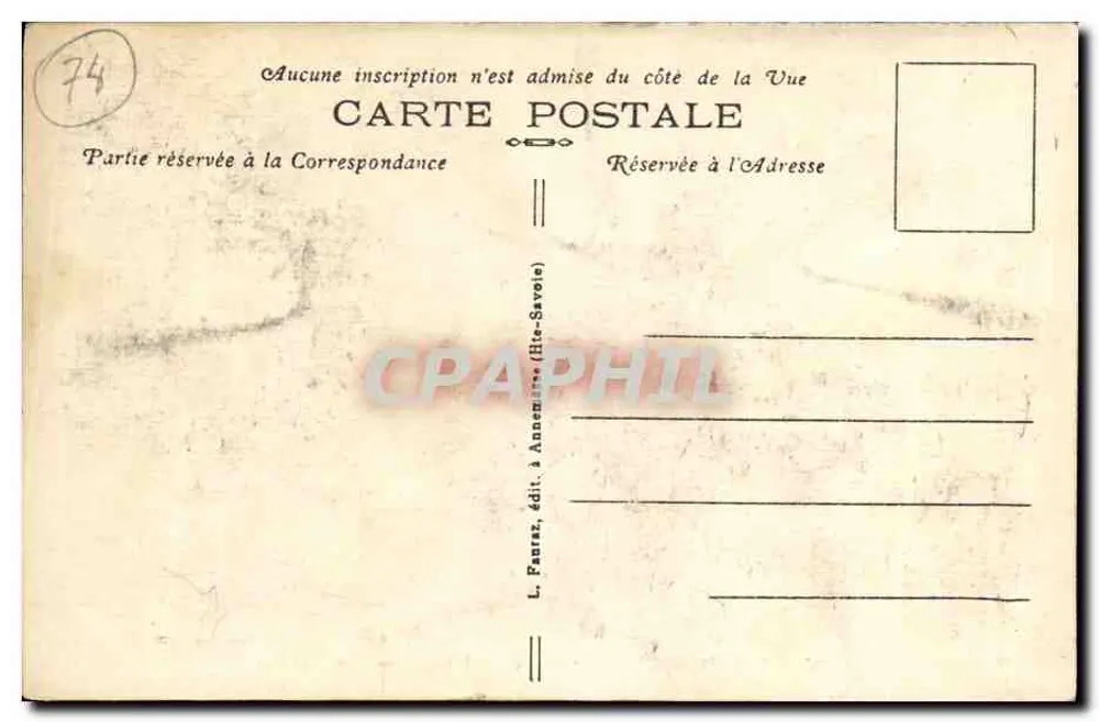 See Annecy (Haute-Savoie) — Ankunft am Hafen Annecy — L. Paurez, Verlag in Annecy (Haute-Savoie), Nr. 1075 - Rückseite