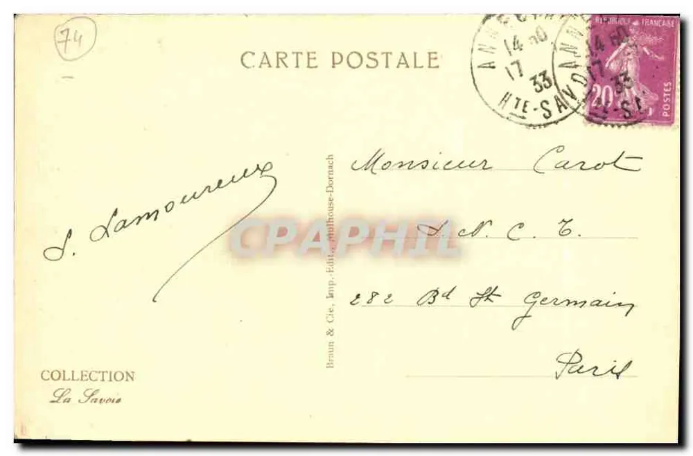 See Annecy — Talloires — Allgemeiner Blick und der Roc de Chère — Verlag Braun & Cie, Nr. 12971 - Rückseite