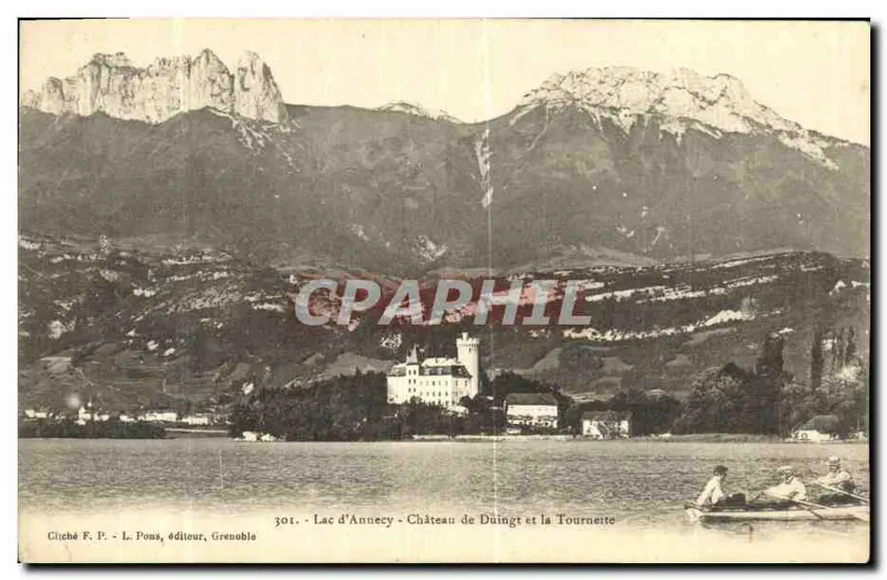 See Annecy - Schloss Duingt und die Tourneite — Cliché F. P. - L. Pons, Verlag, Grenoble - Vorderseite