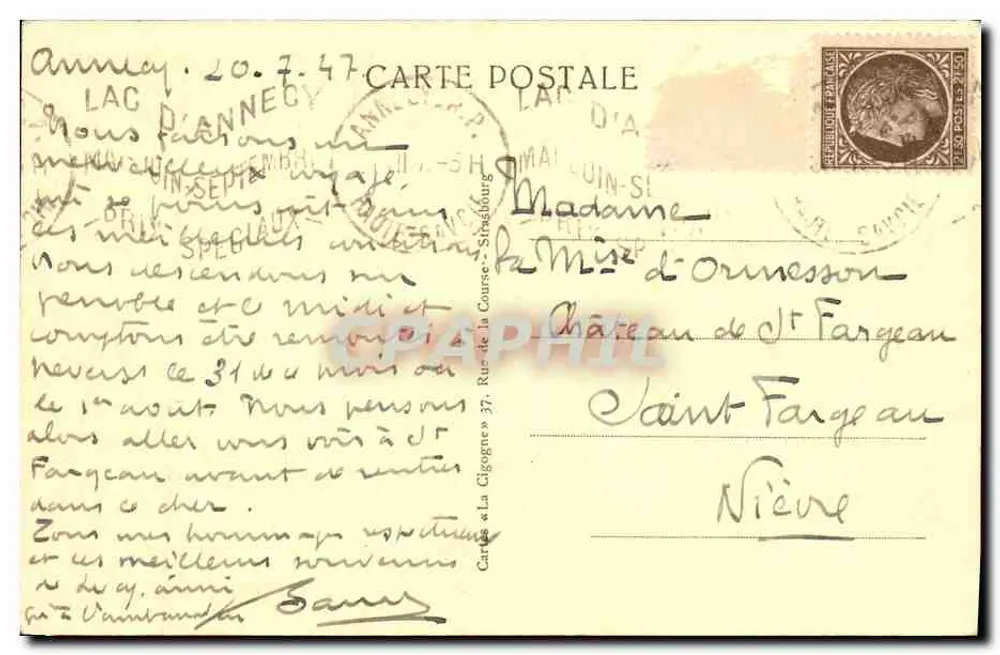 Annecy — Der See und das Imperiale Hotel — 11898 - Rückseite