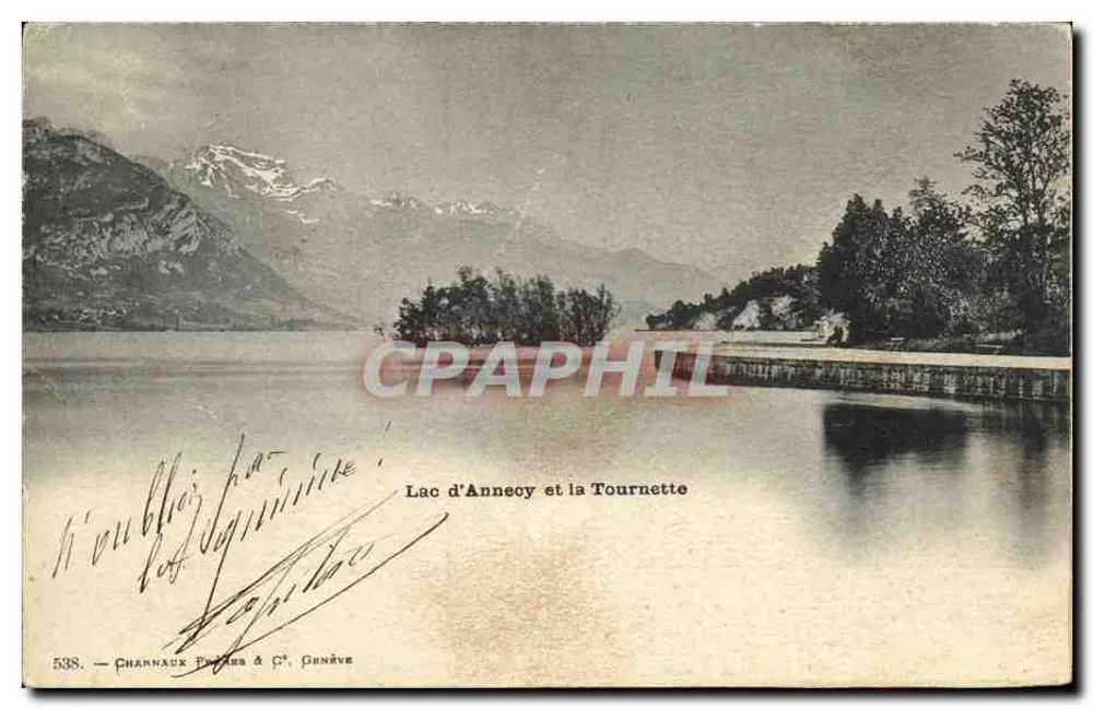 Lago de Annecy e a Tournette — Channaux Frères & Cie, Genebra, n° 538 - Frente
