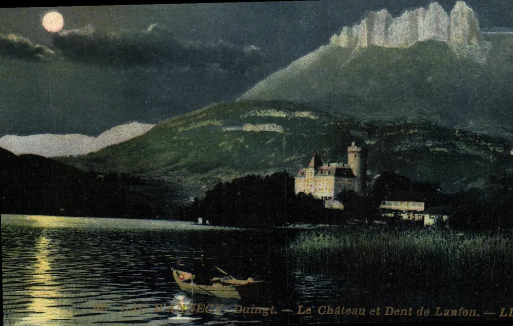 Lac Planèche - Duingt. — Das Schloss und Dent de Lantfon. - Vorderseite