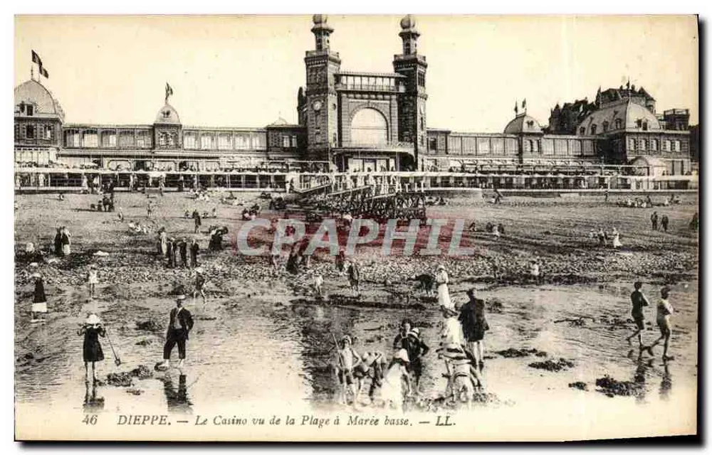 Dieppe — Das Casino vom Strand bei Ebbe gesehen — LL - Vorderseite